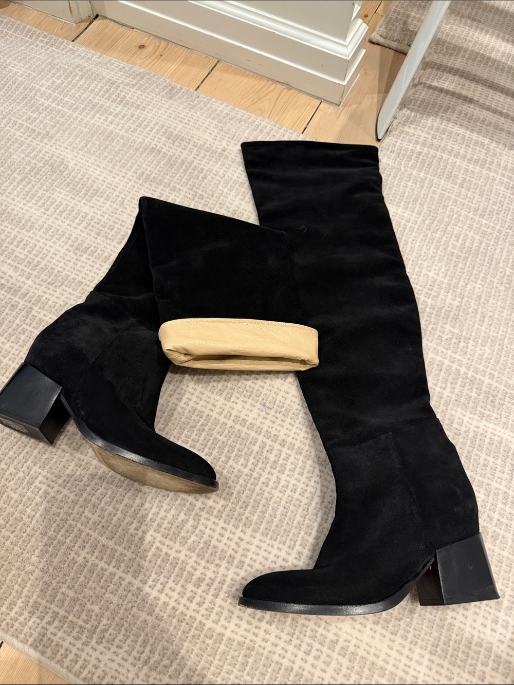 Ermanno Scervino Black Suede Over-the-Knee Boots